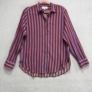Xirena Shirt Womens Small Multicolor Stripe 100% Cotton Button Front Top